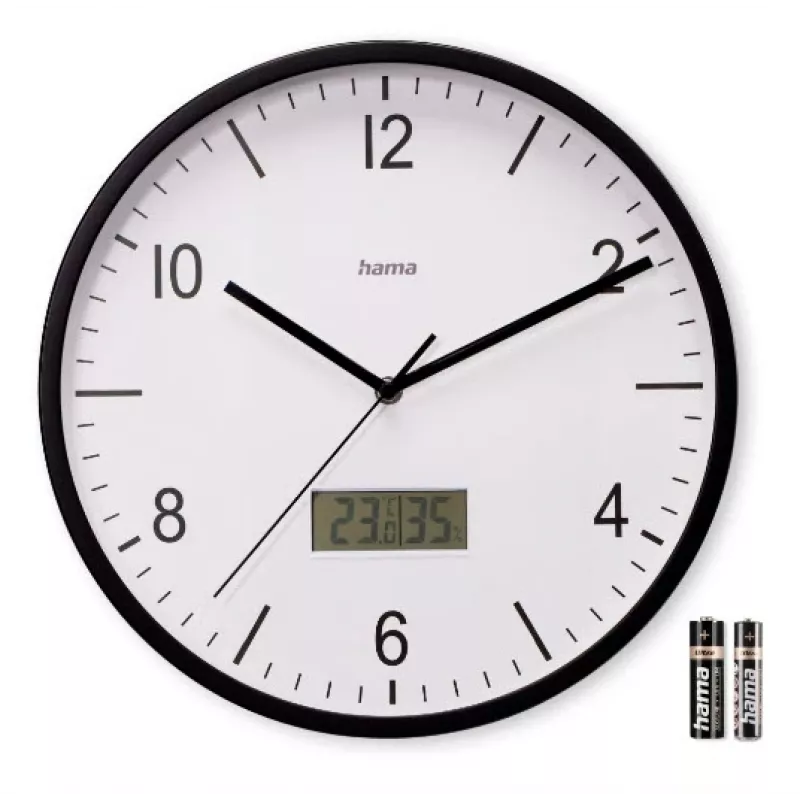 Hama Lanzarote reloj de pared radiocontrolado redondo negro