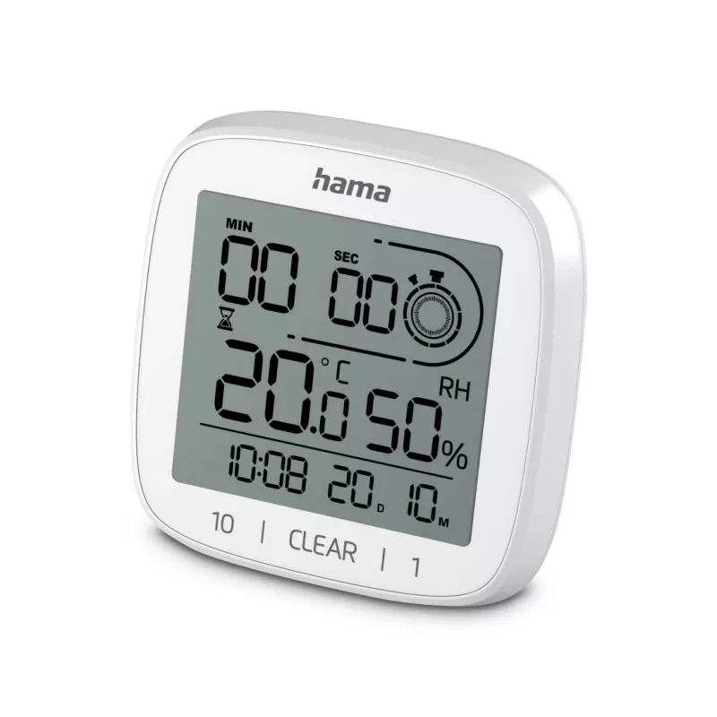 Reloj digital Hama 00185893 cuadrado blanco pared/mesa pila AAA