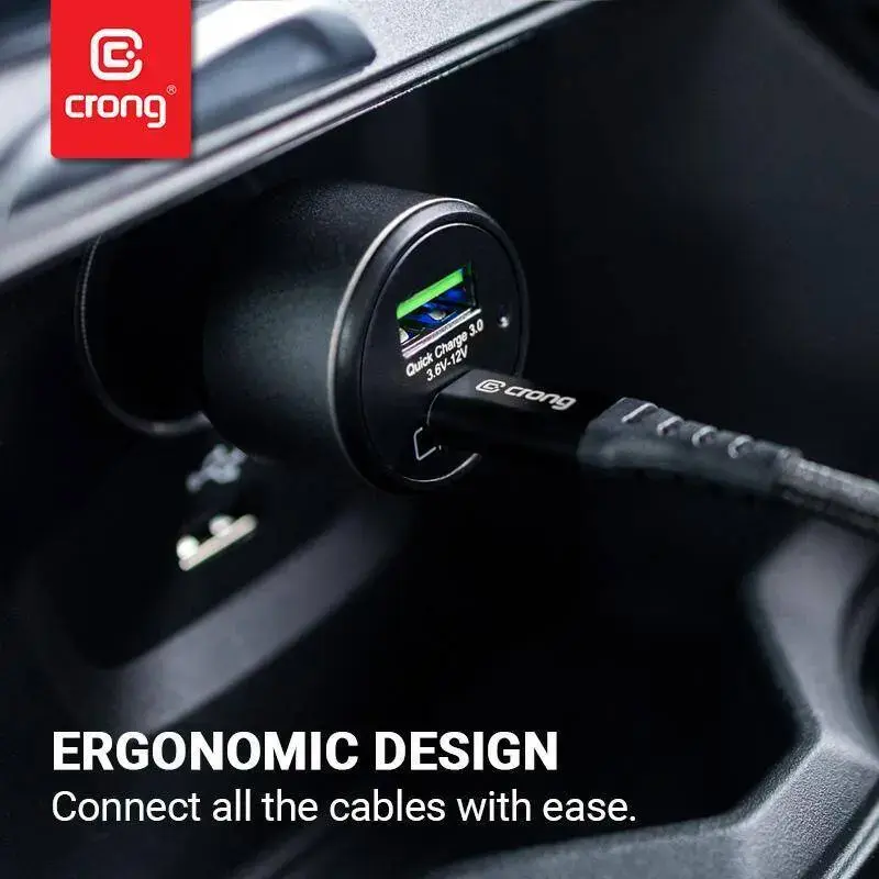 Cargador de coche Crong CRG-PWRC-USBC63-BLK carga rápida smartphone smartwatch