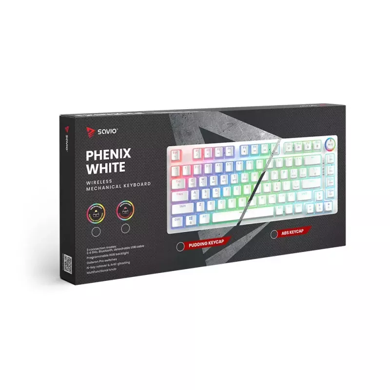 Teclado gaming Savio Phenix WHITE GAT amarillo USB Bluetooth QWERTY