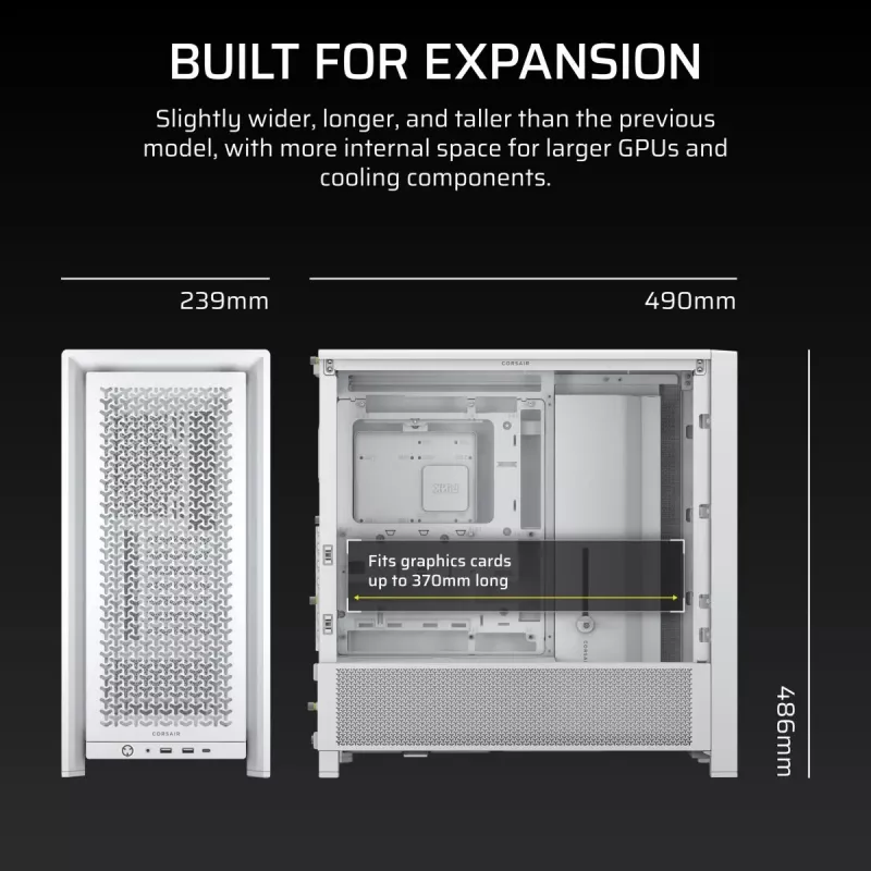 CORSAIR semitorre - carcasa Midi Frame 4000d blanca