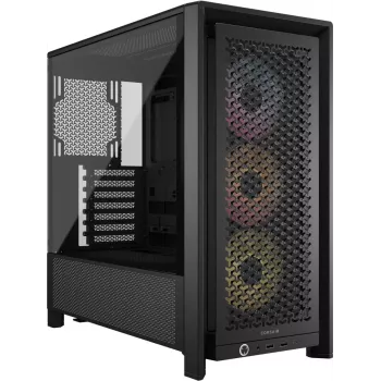Caja para PC CORSAIR FRAME 4000D RS ARGB semitorre negra — ATX/Micro-ATX/Mini-ITX, cristal templado, ventilador ARGB, hasta 370 mm GPU
