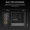 Caja para PC CORSAIR FRAME 4000D RS ARGB semitorre negra — ATX/Micro-ATX/Mini-ITX, cristal templado, ventilador ARGB, hasta 370 mm GPU