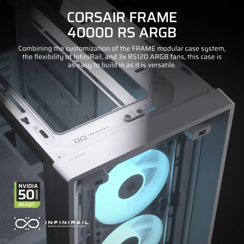 CORSAIR semitorre - carcasa Midi Frame 4000d Rs ArGB blanca