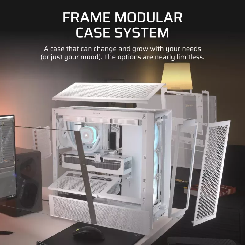 CORSAIR semitorre - carcasa Midi Frame 4000d Rs ArGB blanca