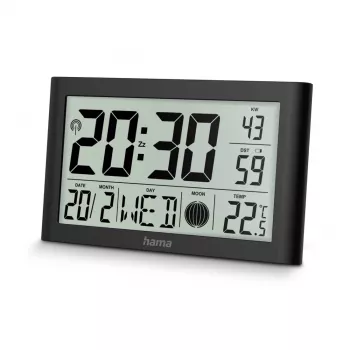 Hama Martinique reloj de pared digital radiocontrolado con termómetro e higrómetro, negro