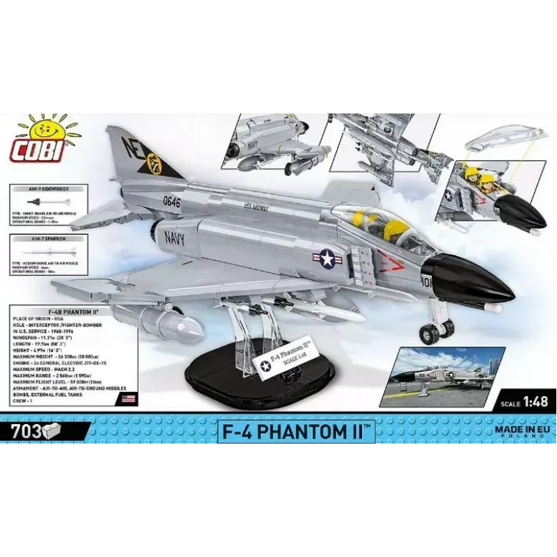 Cobi Blocks Armed Force F-4 Phantom II modelo, set de construcción de 703 piezas