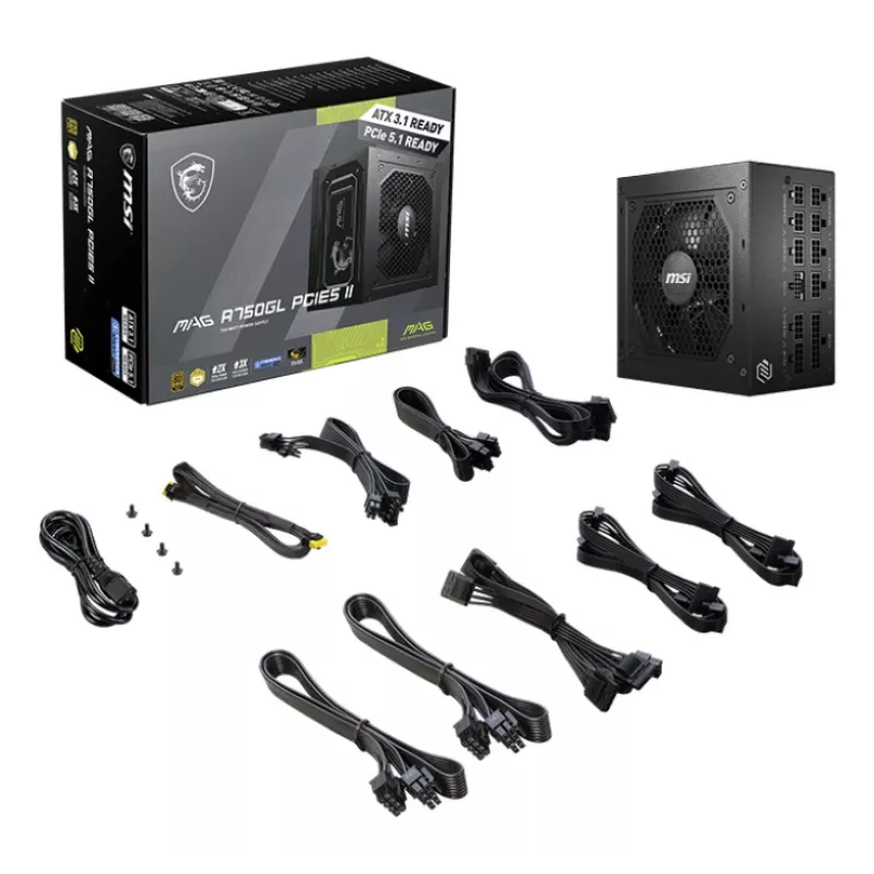 MSI MAG A750GL PCIE5 II fuente de alimentación 750 W 20+4 Pin ATX ATX Negro