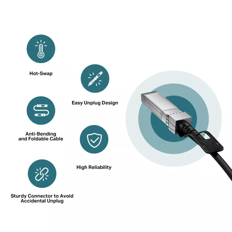 TP-Link Cable Direct Attach SFP+ 10G de 3 metros, 3 m, DAC, SFP+, SFP+