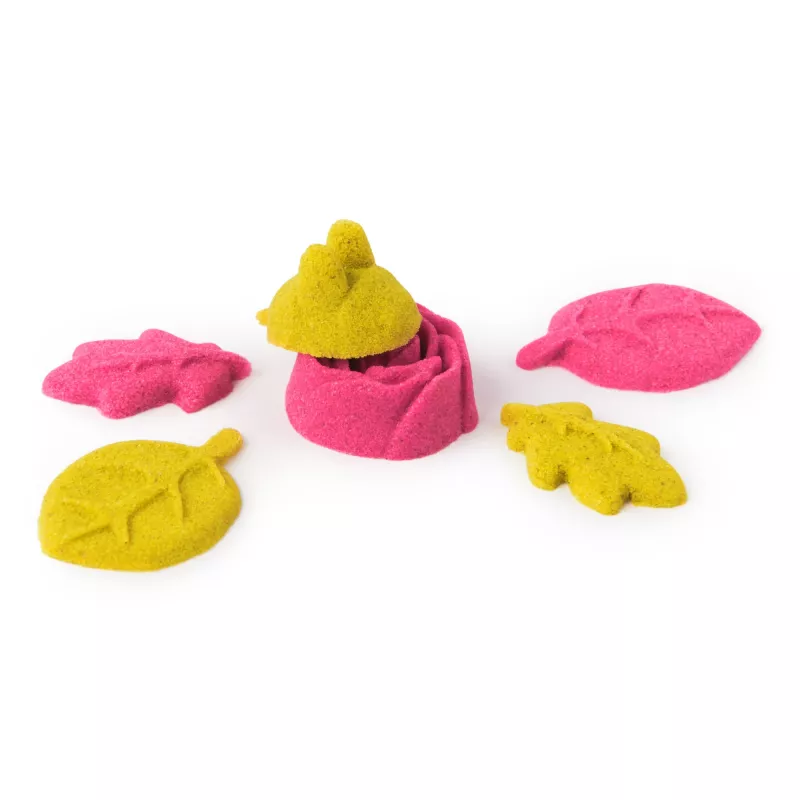 Kinetic Sand, SquishBlossom Blooming Flower, rellenos para cestas de Pascua, incluye 227 g de arena moldeable amarillo neón y rosa, maceta y moldes, juguete sensorial para niños