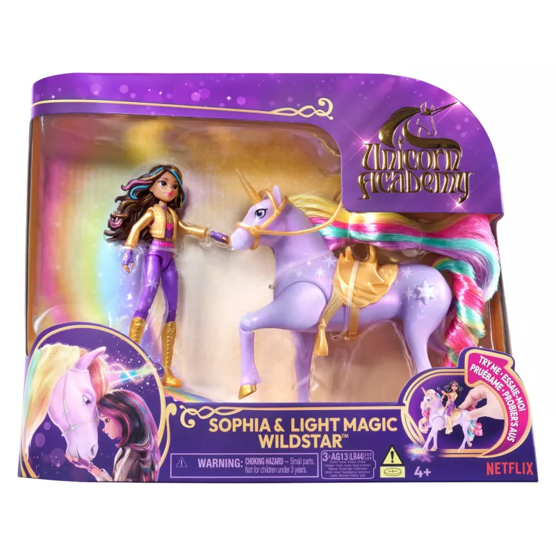 Spin Master Unicorn Academy 6067325 Light Magic Wildstar y Sophia set de muñeca y figura de unicornio, a partir de 4 años