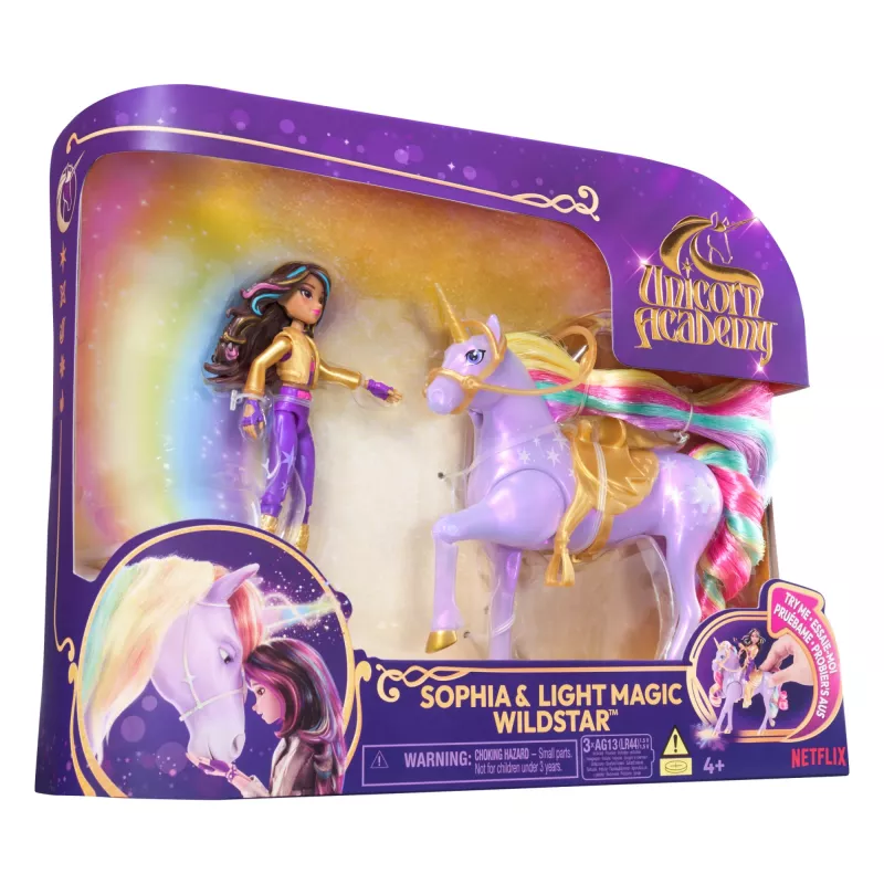 Spin Master Unicorn Academy 6067325 Light Magic Wildstar y Sophia set de muñeca y figura de unicornio, a partir de 4 años