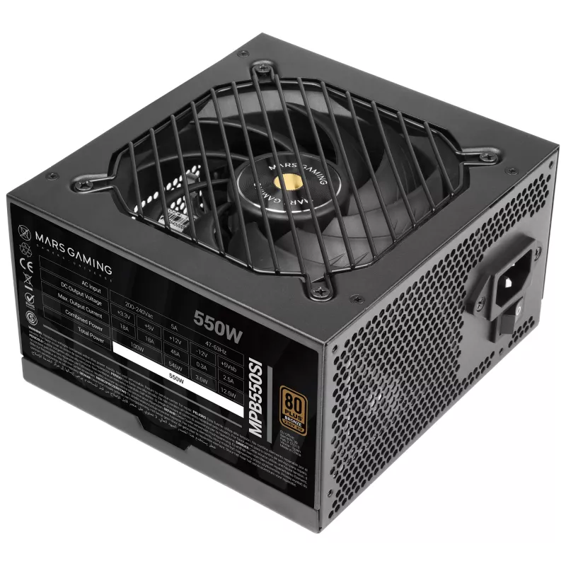 Mars Gaming MPB550SI Fuente de alimentación 550 W 24-pin ATX ATX Negro