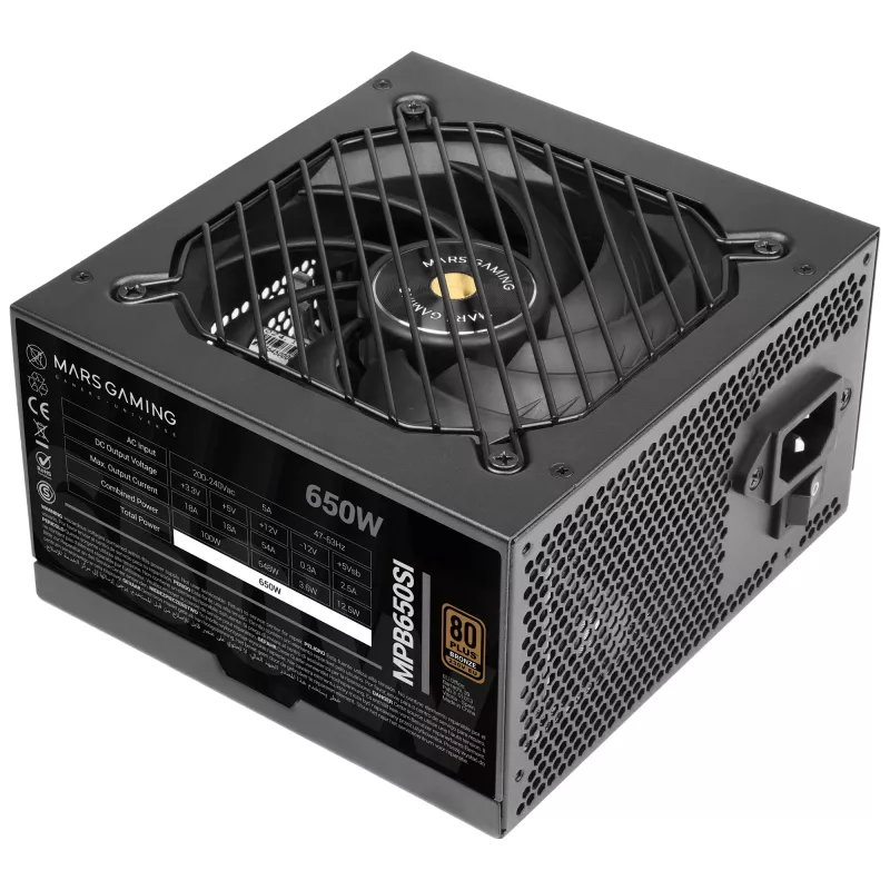 Mars Gaming MPB650SI Fuente de alimentación 650 W 24-Pin ATX ATX Negro