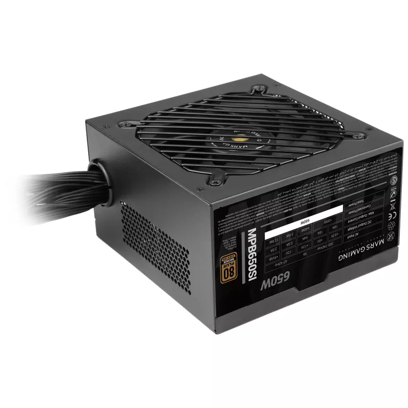 Mars Gaming MPB650SI Fuente de alimentación 650 W 24-Pin ATX ATX Negro