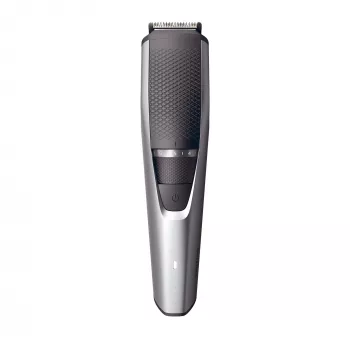 Recortadora de barba Philips BEARDTRIMMER Series 3000 BT3239/15, 0,5 mm–10 mm, 20 niveles de longitud, recargable por USB, Negro/Plata