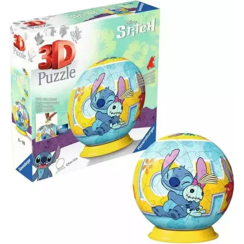 Ravensburger Puzle 3D Ball Disney Stitch, 72 piezas