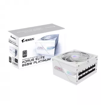 Fuente de alimentación GIGABYTE AORUS ELITE P850W 850W ATX 80 PLUS Platinum totalmente modular blanca ventilador de 120mm