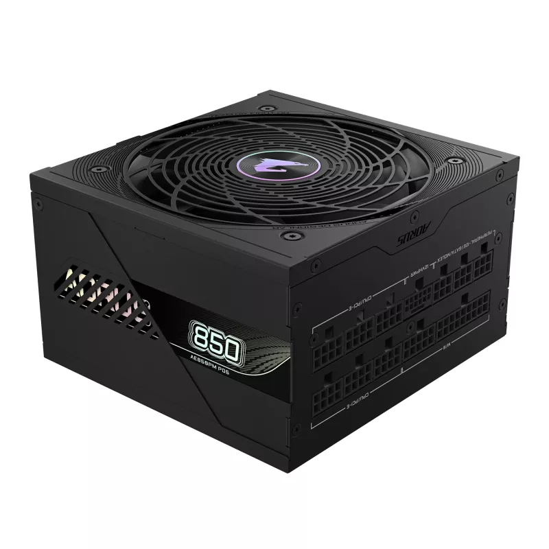 GIGABYTE AORUS ELITE P850W Fuente de alimentación – PCIe 5.0, 80 PLUS Platinum, diseño totalmente modular, ventilador de 120 mm, compatible con ATX 3.0, enchufe EU