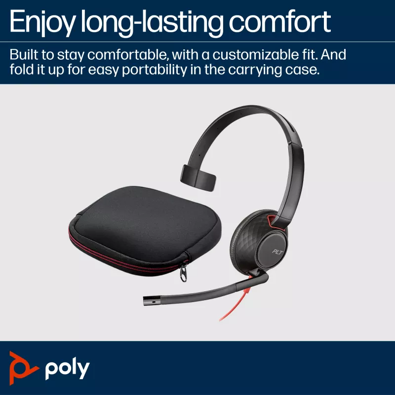 HP Poly Blackwire 5210 Auricular Monoaural USB-C + Conector de 3,5 mm + Adaptador USB-C/A