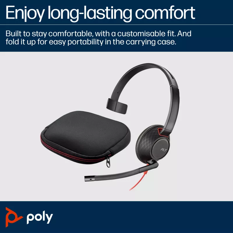 HP Poly Blackwire 5210 Auricular Monoaural USB-C + Conector de 3,5 mm + Adaptador USB-C/A