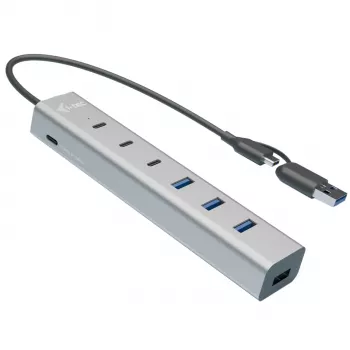 i-tec Hub de carga metálico USB-C/USB-A de 7 puertos (3x USB-C, 4x USB-A)
