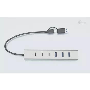 i-tec Hub de carga metálico USB-C/USB-A de 7 puertos (3x USB-C, 4x USB-A)