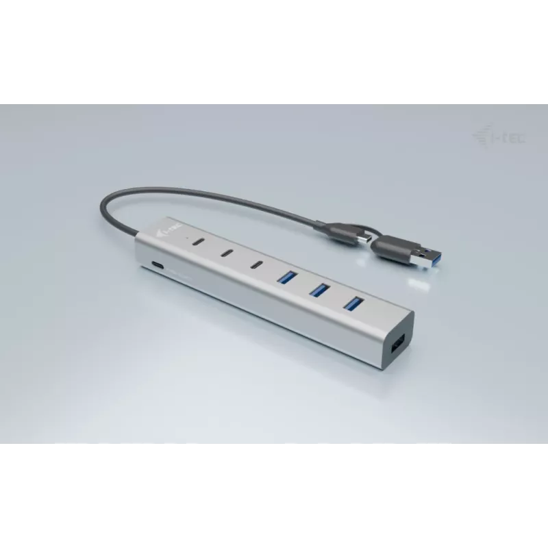 i-tec Hub de carga metálico USB-C/USB-A de 7 puertos (3x USB-C, 4x USB-A)