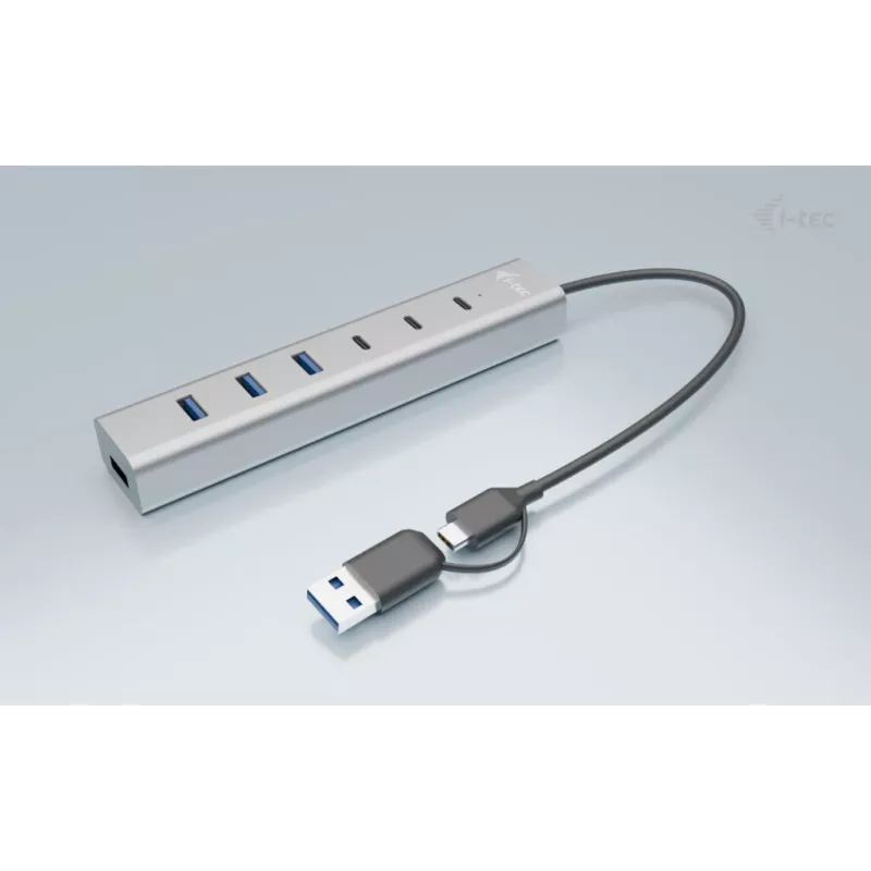 i-tec Hub de carga metálico USB-C/USB-A de 7 puertos (3x USB-C, 4x USB-A)
