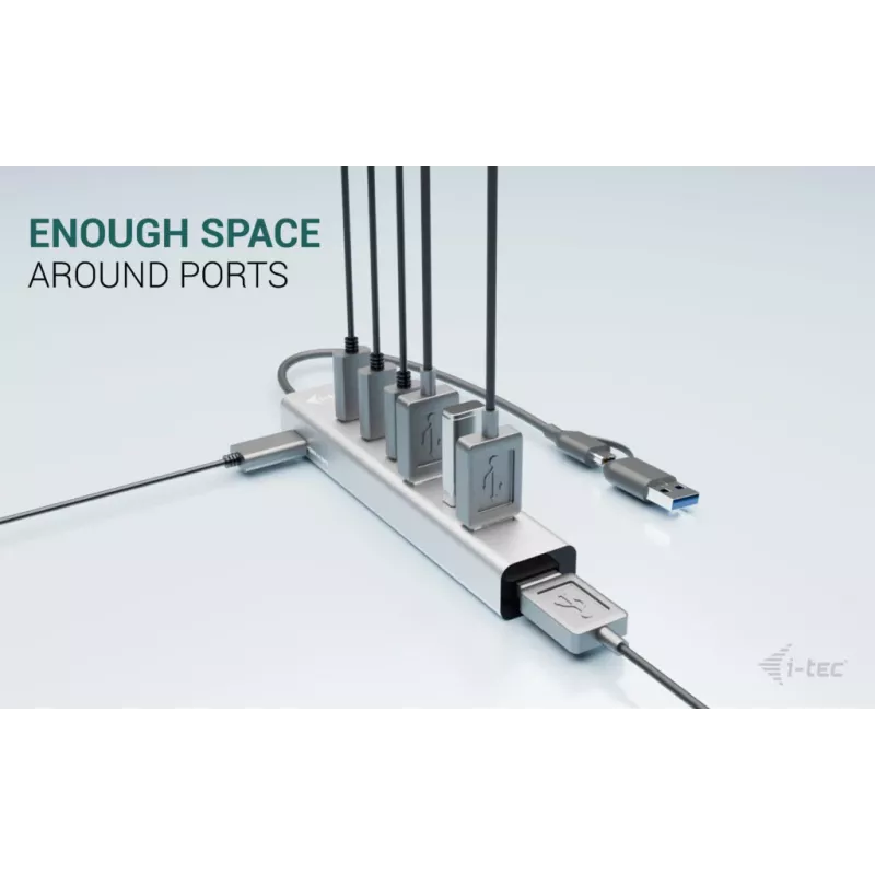 i-tec Hub de carga metálico USB-C/USB-A de 7 puertos (3x USB-C, 4x USB-A)