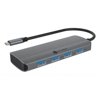 ICY BOX IB-DK4022a-CPD con cable USB 3.2 Gen 1 (3.1 Gen 1) Type-C aluminio, plata
