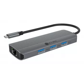 ICY BOX IB-DK4034a-CPD con cable USB 3.2 Gen 1 (3.1 Gen 1) Type-C aluminio, plata