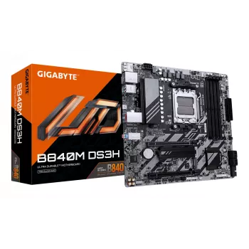 Placa base GIGABYTE B840M DS3H - CPU AMD Ryzen 9000, VRM de 8+2+2 fases, hasta 8200 MHz DDR5, 2x PCIe 4.0 M.2, LAN 2,5 GbE, USB 3.2 Gen 1