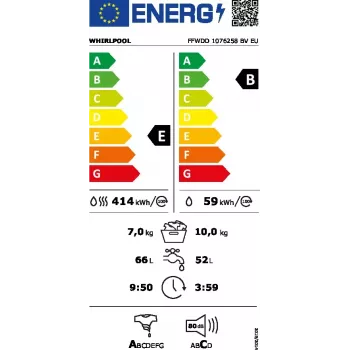 Lavadora-secadora Whirlpool FFWDD1076258B de libre instalación carga frontal Blanca