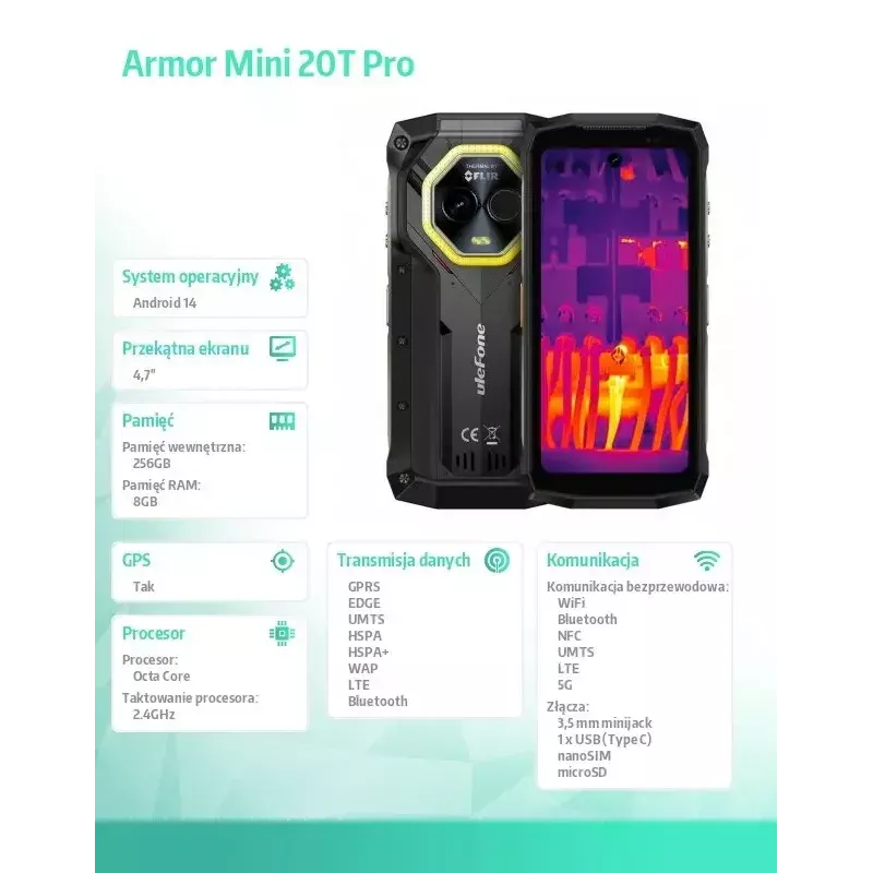 Smartphone UleFone Armor Mini 20T Pro 5G, pantalla de 4,7