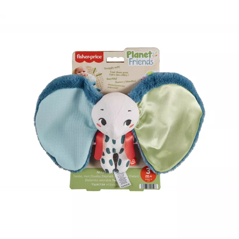 Peluche MATTEL Fisher-Price Planet Friends elefante de orejas gigantes HKD63, elefante de peluche acompañante