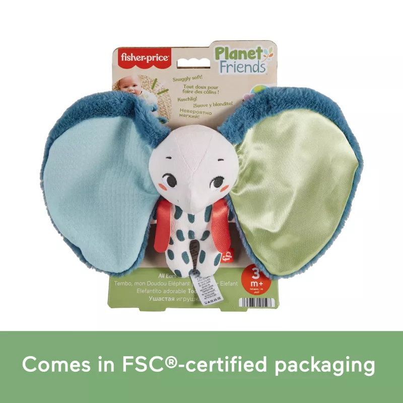 Peluche MATTEL Fisher-Price Planet Friends elefante de orejas gigantes HKD63, elefante de peluche acompañante