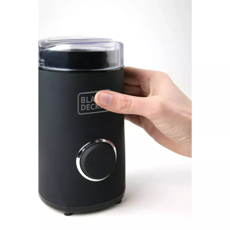 Molino de café Black & Decker BXCG150E — 150 W, capacidad 50 g, cuchillas de acero inoxidable, control por botones