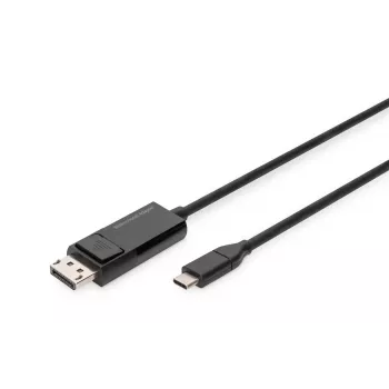 DIGITUS USB Type-C a DisplayPort bidireccional, resolución máx. 8K 30 Hz, longitud 2 m, negro