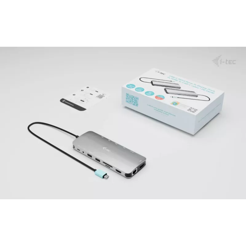 Dock i-tec Metal USB-C Nano 3x pantallas, 2x HDMI 1x USB-C vídeo + Power Delivery 140 W