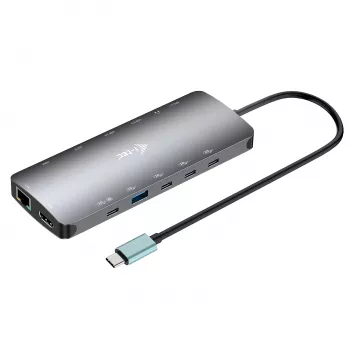 Dock i-tec Metal USB-C Nano 3x pantallas, 2x HDMI 1x USB-C vídeo con Power Delivery 140W + cargador universal 140 W