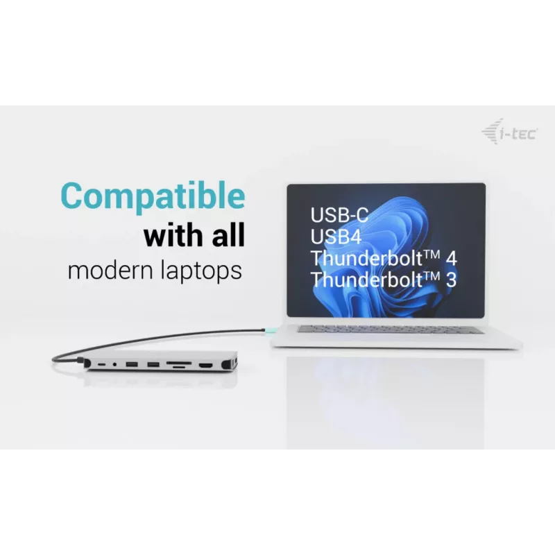 Dock i-tec Metal USB-C Nano 3x pantallas, 2x HDMI 1x USB-C vídeo con Power Delivery 140W + cargador universal 140 W