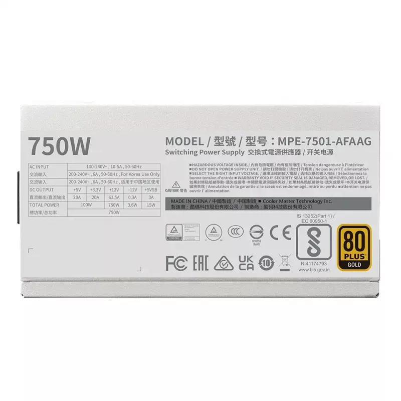 Fuente de alimentación Cooler Master MWE Gold 750 V2 750W