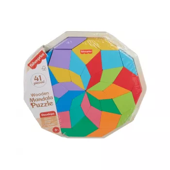 Puzle mandala de madera Fisher-Price, geométrico, para niños pequeños y niños, 40 piezas de madera