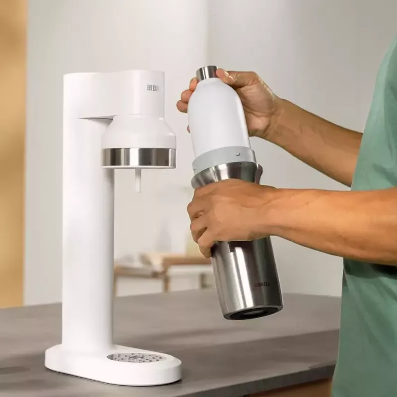 Máquina de sodas BRITA Carbonator 1046730 Blanca — compacta de sobremesa con 2 botellas (231×126×443 mm)
