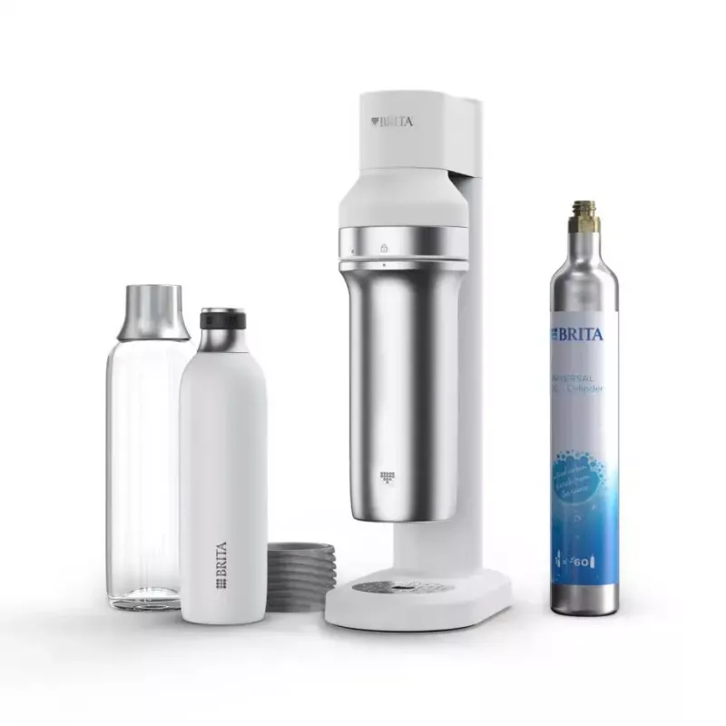Máquina de sodas BRITA Carbonator 1046730 Blanca — compacta de sobremesa con 2 botellas (231×126×443 mm)