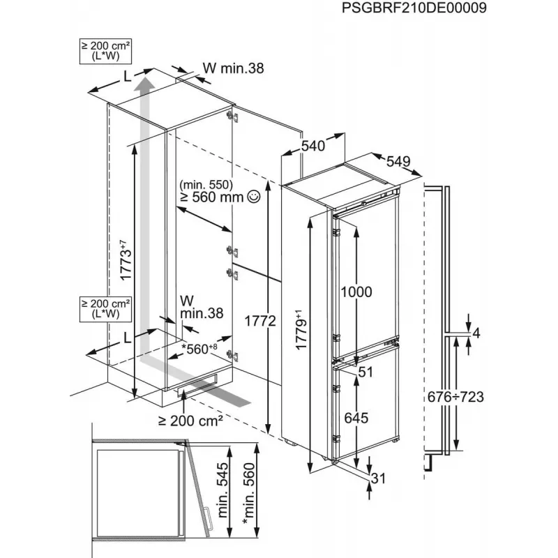 Frigorífico integrable Electrolux LNT6NE18S – 257 L, control táctil, congelador abajo, No Frost, Blanco