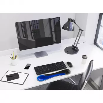 Reposamuñecas para teclado Kensington Slim Duo Gel - azul, azul, gel, poliuretano termoplástico (TPU), China, MIL-STD-810H método 504.3 contaminación por líquidos, 490 mm, 95 mm