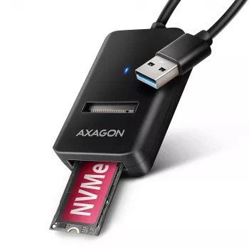 Carcasa para SSD AXAGON ADM2-AM USB-A 10 Gbit/s para una unidad M.2 NVMe/SATA, USB 3.2 Gen 2, cable de 10 cm, negra