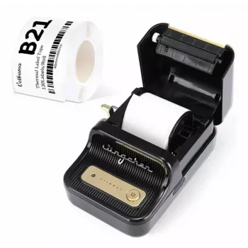 Impresora de etiquetas NIIMBOT B21S negra — compacta impresora de rollo Bluetooth, 50 mm de ancho de impresión, 60 mm/s, Li-Ion 1200 mAh